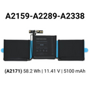 Bateria para MacBook Pro 13" (2019-2022) M1 A2338 A2289 A2159