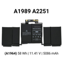 Bateria para MacBook Pro 13" A1706 A1708 (2016-2017) A1989 A2251 (2018-2020)